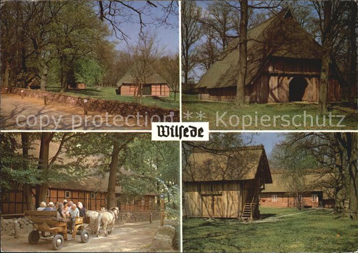 Wilsede Lueneburger Heide Heidehaeuser Pferdewagen Speicher