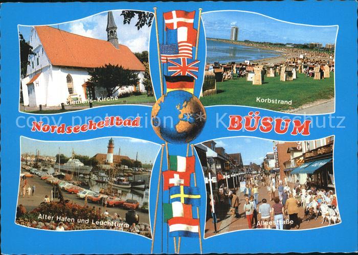 Buesum Nordseebad Clemens Kirche Korbstrand Alter Hafen Leuchtturm Alleestrasse