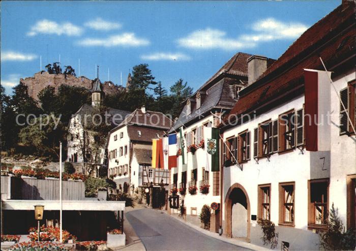 Lindenfels Odenwald Dorfpartie mit Burgblick