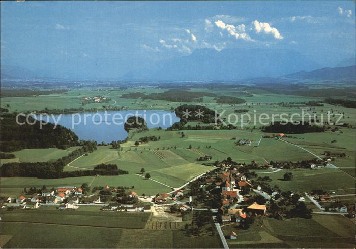 Leobendorf Salzach mit Abtsdorfer See und Untersberg Fliegeraufnahme