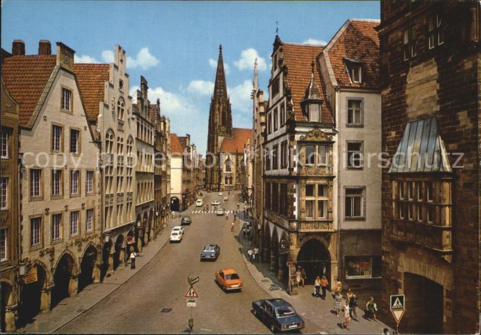 Muenster Westfalen Prinzipalmarkt und Lambertikirche