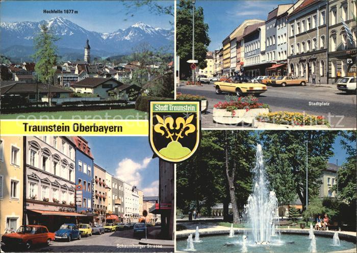 Traunstein Oberbayern Hochfelln Stadtplatz Schaumburger Strasse Springbrunnen