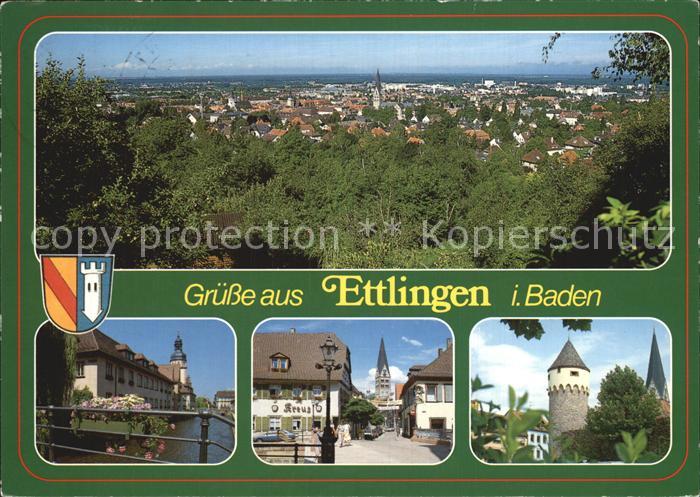 Ettlingen Panorama Teilansicht Gasthof Kreuz Turm