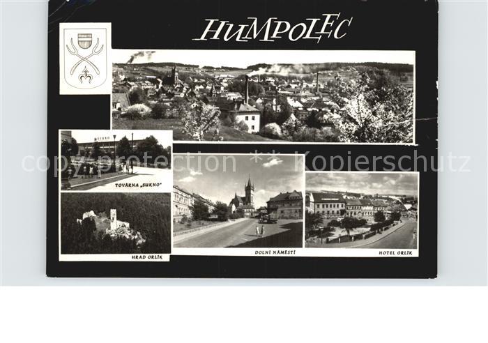 Humpolec Panorama Tovarna Sukno Hrad Orlik Dolni namesti Hotel Orlik
