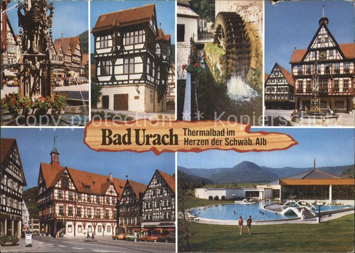 Bad Urach Stadtansichten Thermalbad Wasserrad