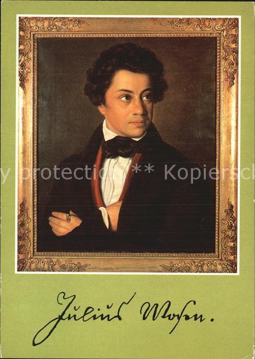 Kuenstlerkarte Carl Baehr Portraet Dichter Julius Mosen Plauen Vogtlandmuseum