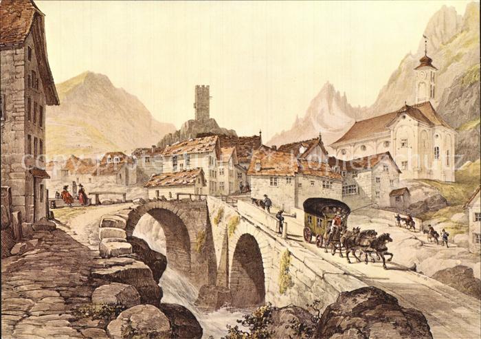Post Gotthardpost 1843 Hospenthal Künstlerka