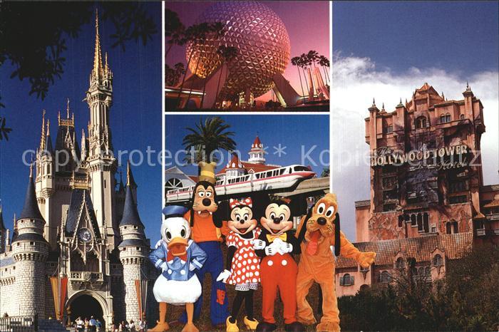 Walt Disney World Cinderella Castle Spaceship Earth Hollywood Tower
