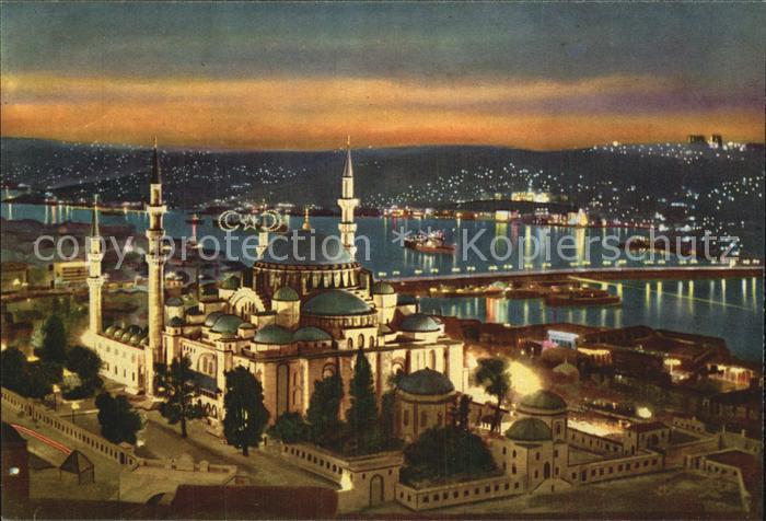 Istanbul Constantinopel Sueleyman Moschee Goldenes Horn Atatuerk Bruecke Nachtau
