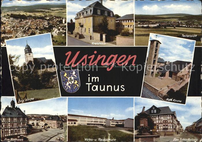Usingen Panorama Kreishaus Kirche Rathaus Schule Schlossplatz