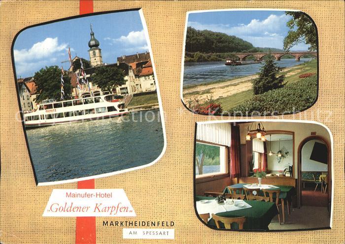 Marktheidenfeld Mainufer Hofel Goldener Karpfen Bruecke Ausflugsdampfer