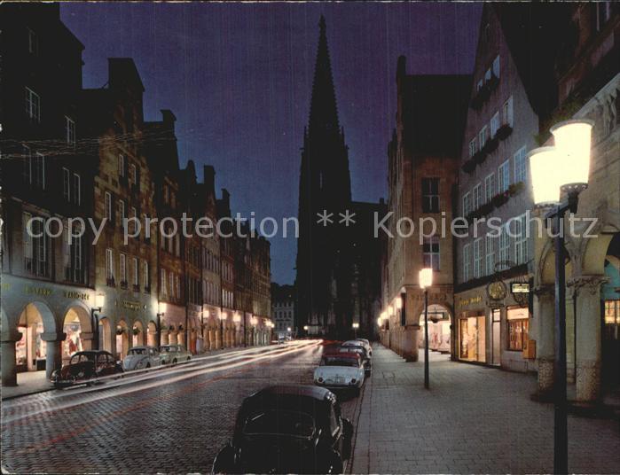 Muenster Westfalen Prinzipalmarkt Kirche Nachtaufnahme