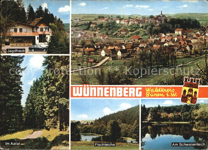 Wuennenberg Gesamtansicht Jagdhaus Aatal Fischteiche Schwanenteich