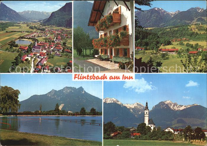 Flintsbach Inn mit Wendelstein Badesee Heuberg Kirche Bauernhof Riesenkopf Alpen