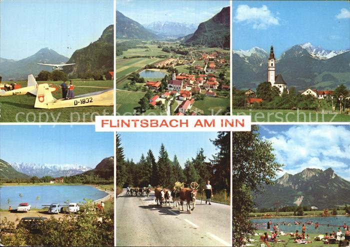Flintsbach Inn Segelflugsport Kirche See Viehtrieb Badestrand Bayerische Alpen