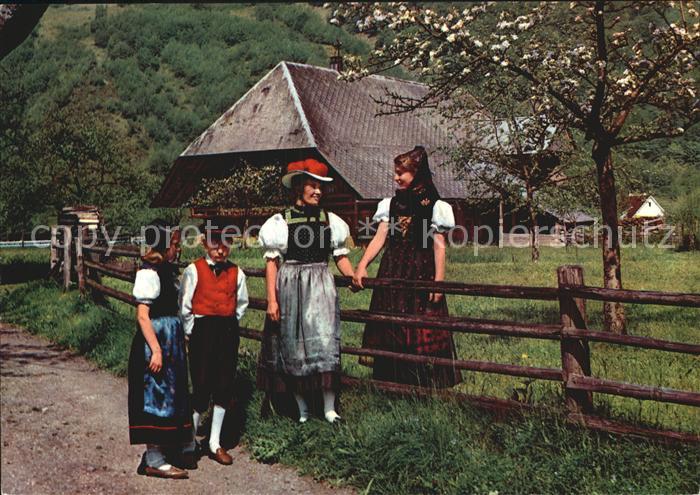 Trachten Schwarzwald Kinder Bollenhut - P O S T K A R T E -