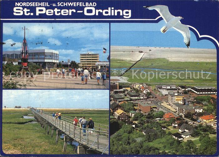 St Peter-Ording Nordseeheilbad Schwefelbad Promenade Steg Moewe Fliegeraufnahme