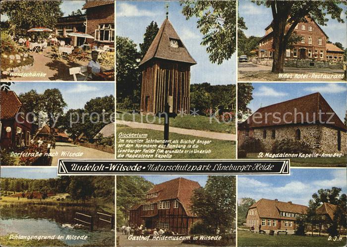 Wilsede Lueneburger Heide Waldschaenke Dorfstrasse Schlangengrund Glockenturm Ga