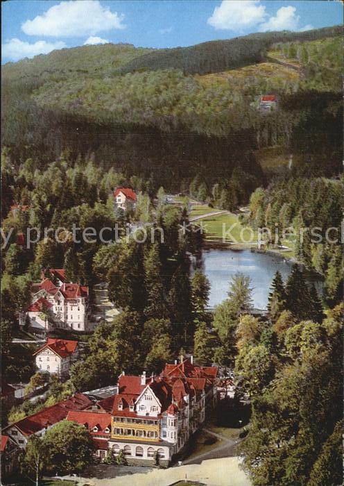 Bad Sachsa Harz Teilansicht mit Schmelzteich Fliegeraufnahme