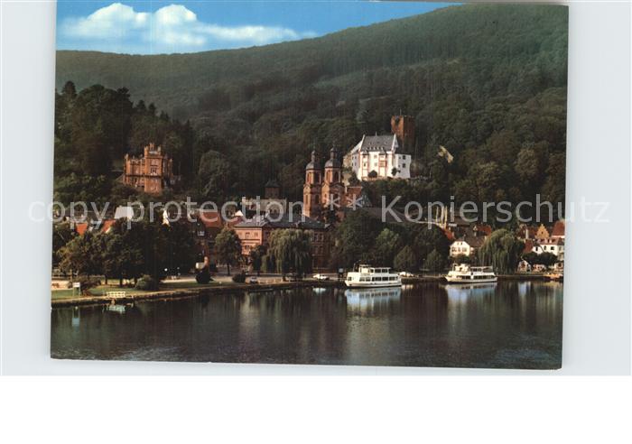 Miltenberg Main Blick ueber den Main Schloss Stadtpfarrkirche