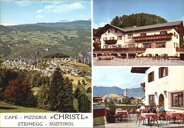 Steinegg Karneid Suedtirol Cafe Pizzaria Christel Terrasse Aussenansicht