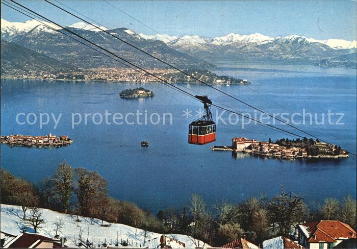 Isole Borromee Lago Maggiore Fliegeraufnahme mit Schwebebahn Stresa Mottarone