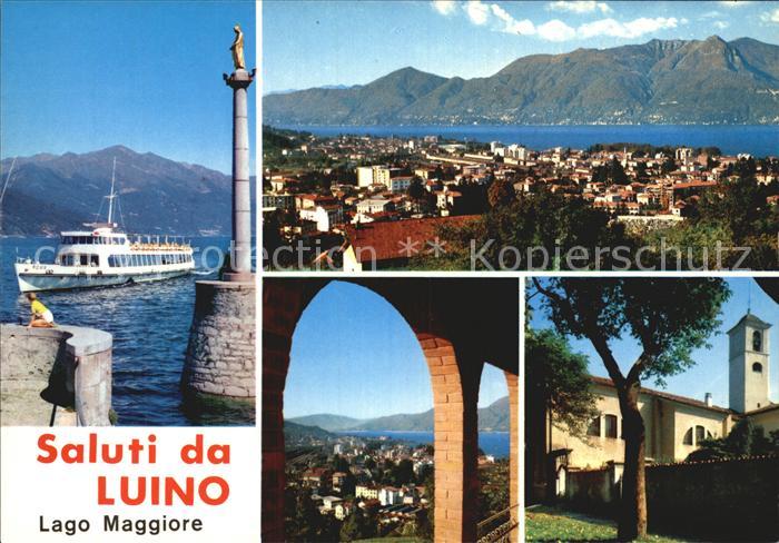 Luino Lago Maggiore Teilansicht Hafeneinfahrt Kirche