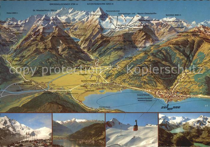 Zell See Gebirgskarte Seilbahn Panorama