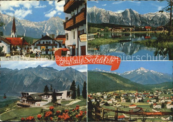 Seefeld Tirol Dorfstrasse gegen Wettersteingebirge Wildsee Dreitorspitze Rosshue