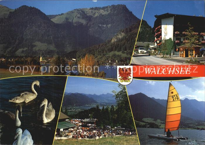 Walchsee Tirol Teilansicht Schwaene Segelboot