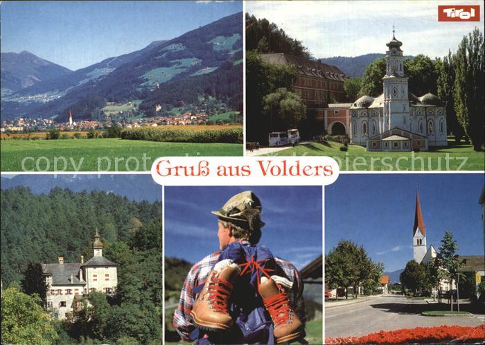 Volders Stadtansichten Panorama Kirche Burg Wanderer