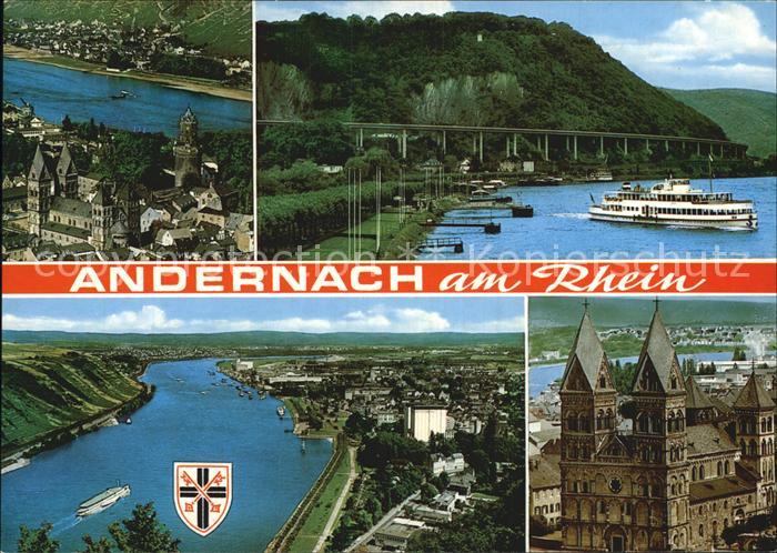 Andernach Rhein Rheinland-Pfalz Panorama Rheintal Bruecke Dampfer Dom