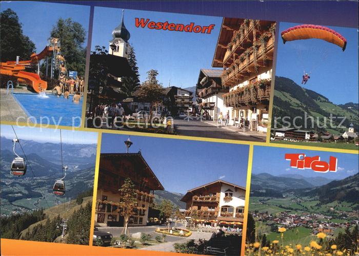 Westendorf Tirol Teilansichten Feriendorf im Brixental Schwimmbad Bergbahn Gleit