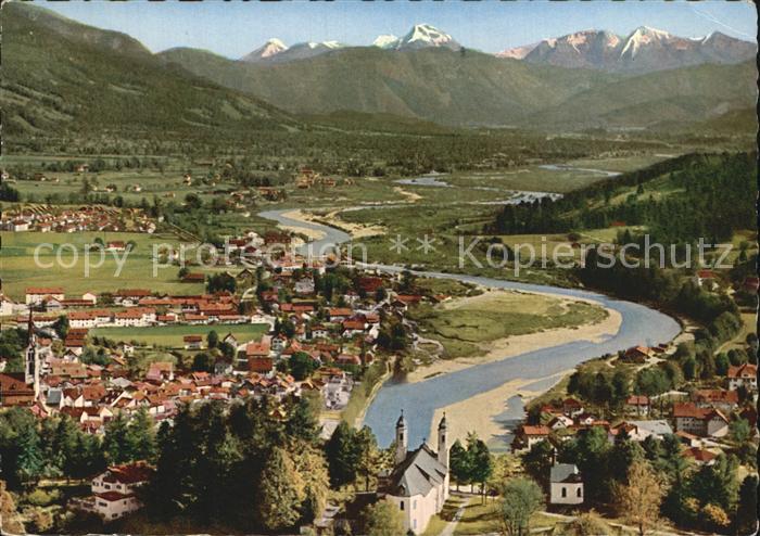 Bad Toelz Panorama mit Juifen und Demmeljoch Karwendelgebirge