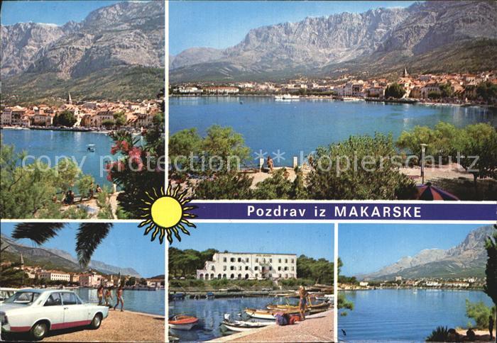 Makarska Dalmatien Panorama Kuestenstadt Hafen Berge