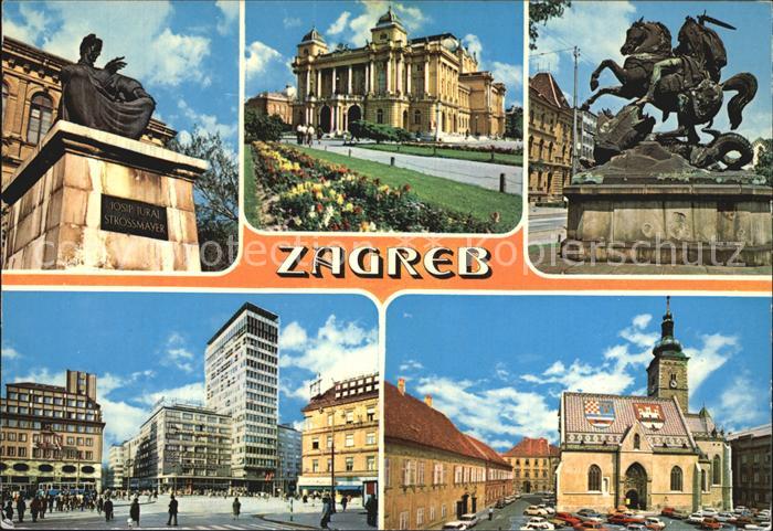 Zagreb Theater Denkmal Reiterstandbild Kirche St Markus Hochhaus