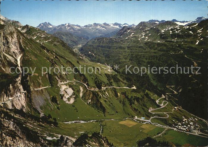 Stuben Vorarlberg mit Flexen und Arlbergstrasse Alpenpass Alpenpanorama Branz Ka