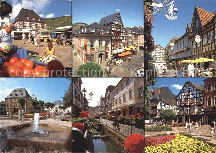Ahrweiler Ahr Altstadt Fachwerkhaeuser Fussgaengerzone Bachlauf Springbrunnen