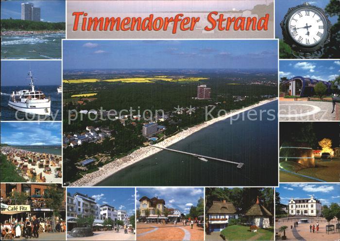 Timmendorfer Strand Hotels Stranduhr Promenade Strassencafe Faehre Fliegeraufnah