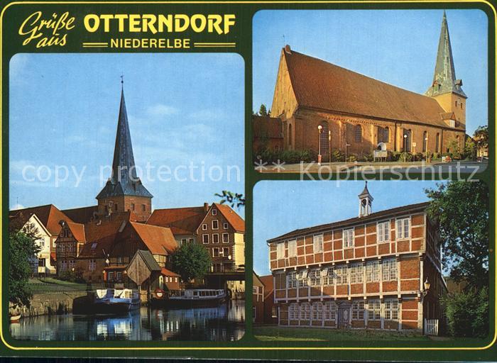 Otterndorf Niederelbe Partie am Fluss Kirche Lateinschule