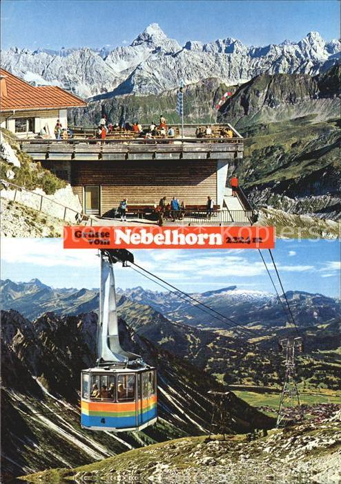 Nebelhorn Aussichtsterrasse der Gipfelhuette Panorama Allgaeuer Alpen Bergbahn H