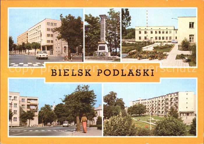 Bielsk Podlaski Fragment miasta Pomnik Technikum Rachunkowosci Rolnej Ulica Ludw