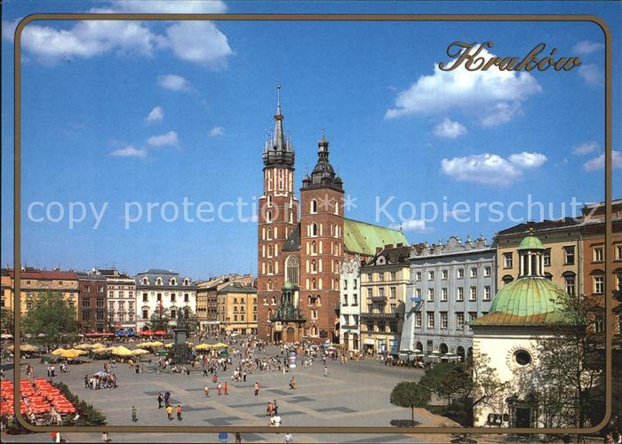 Krakow Krakau Rynek Glowny Kosoidt Mariacki Kosciol Sw. Wojciecha Marktplatz Kir