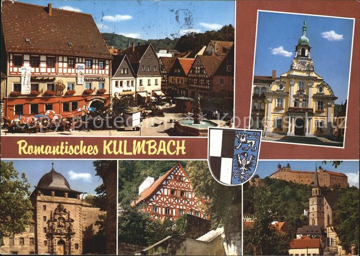 Kulmbach Bayern Marktplatz Brunnen Hotel Restaurant Rathaus Fachwerkhaus Plassen