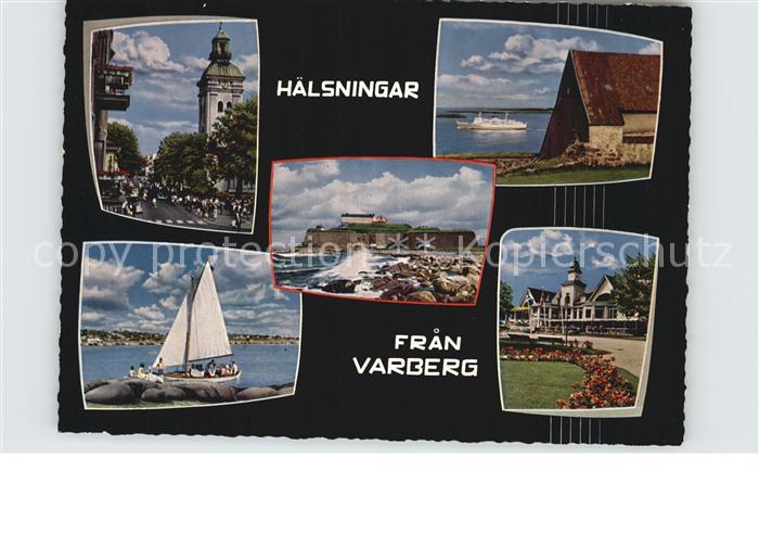 Varberg Kirche Kueste Segelboot Faehre Hotel Restaurant