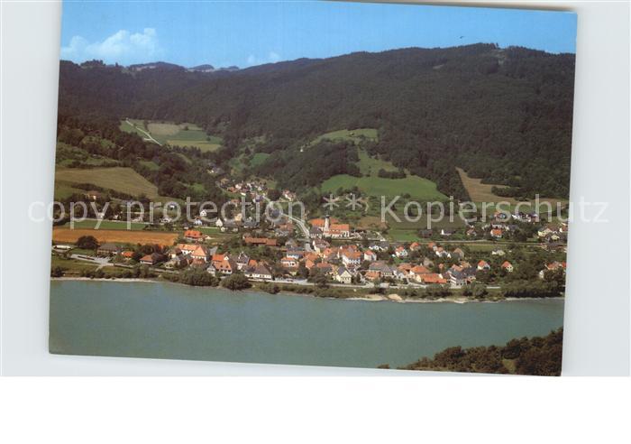 Aggsbach-Dorf Panorama Blick ueber die Donau Fliegeraufnahme