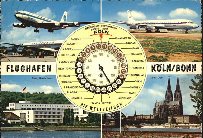 Flughafen Airport Aeroporto Koeln-Bonn Bundeshaus Koelner Dom Weltzeituhr