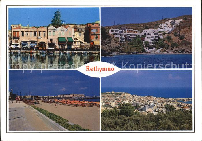 Rethymno Kreta Hafen Huegelhaeuser Promenade Panorama