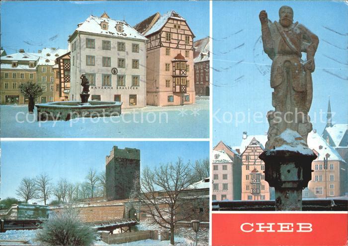Cheb Eger Spalicek Kupeckych domu Chebsky hrad Rolandova kasna