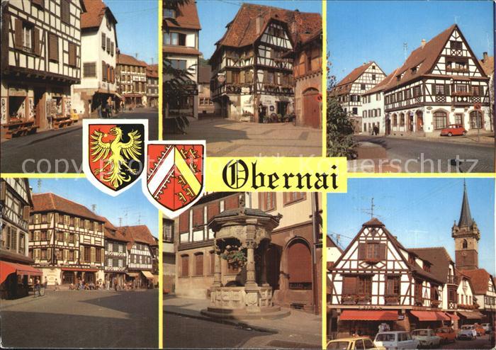 Obernai Bas Rhin Fachwerkhaeuser Brunnen